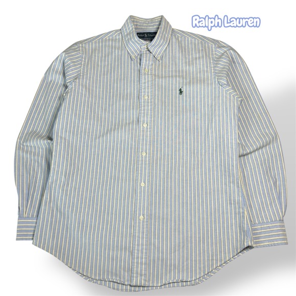 Polo Ralph Lauren Other - Ralph Lauren Mens Custom Fit Striped Button Down Shirt Blue Yellow White Size M